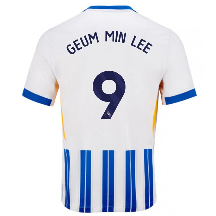 Danxen Niño Camiseta Lee Geum-Min #9 Blanco Azul Rayas 1ª Equipación 2024/25 La Camisa