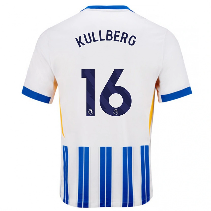Danxen Niño Camiseta Emma Nanny Charlotte Kullberg #16 Blanco Azul Rayas 1ª Equipación 2024/25 La Camisa