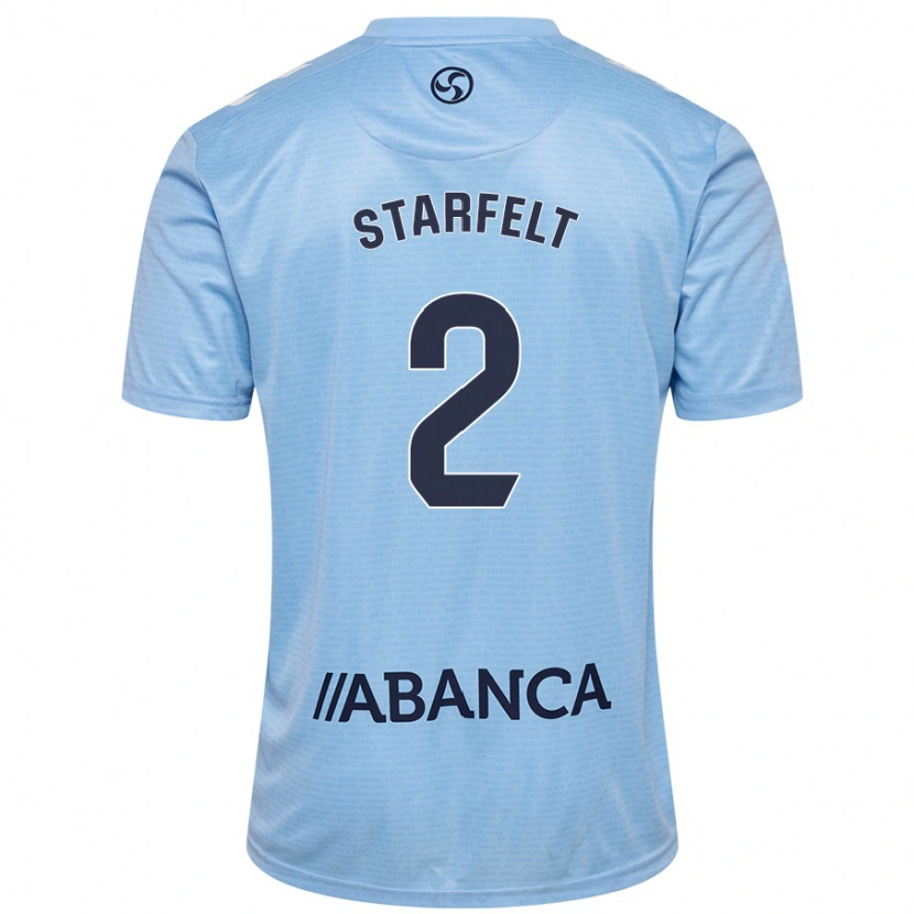 Danxen Niño Camiseta Carl Starfelt #2 Azul Cielo 1ª Equipación 2024/25 La Camisa