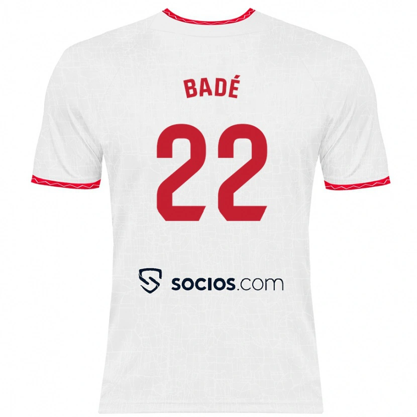 Danxen Niño Camiseta Loïc Badé #22 Blanco Rojo 1ª Equipación 2024/25 La Camisa