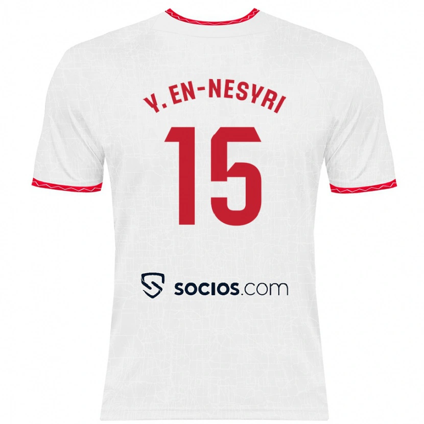 Danxen Niño Camiseta Youssef En-Nesyri #15 Blanco Rojo 1ª Equipación 2024/25 La Camisa