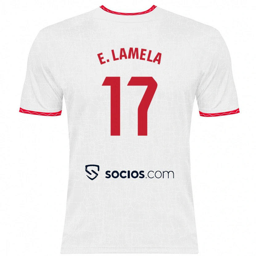 Danxen Niño Camiseta Erik Lamela #17 Blanco Rojo 1ª Equipación 2024/25 La Camisa