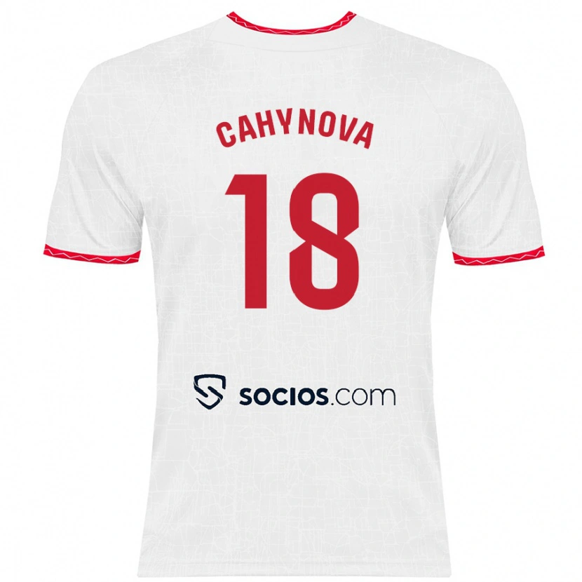 Danxen Niño Camiseta Klara Cahynova #18 Blanco Rojo 1ª Equipación 2024/25 La Camisa