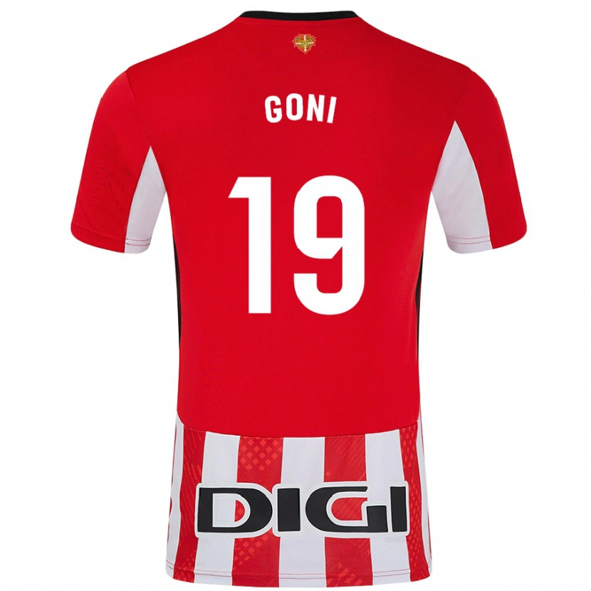 Danxen Niño Camiseta Marcos Goñi #19 Rojo Blanco 1ª Equipación 2024/25 La Camisa