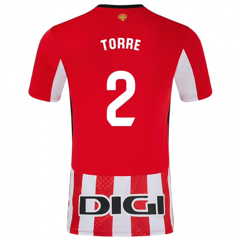 Danxen Niño Camiseta Maddi Torre #2 Rojo Blanco 1ª Equipación 2024/25 La Camisa