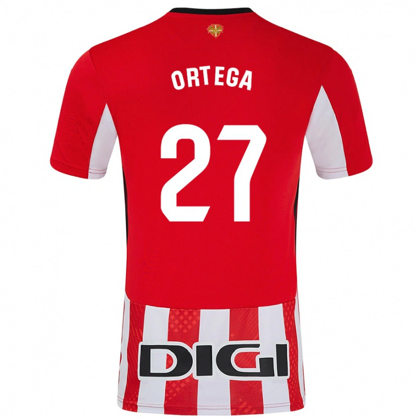Danxen Niño Camiseta Sara Ortega #27 Rojo Blanco 1ª Equipación 2024/25 La Camisa
