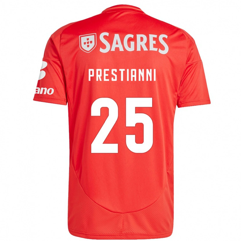 Danxen Niño Camiseta Gianluca Prestianni #25 Rojo Blanco 1ª Equipación 2024/25 La Camisa