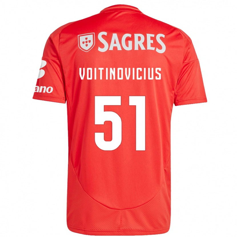 Danxen Niño Camiseta Arnas Voitinovicius #51 Rojo Blanco 1ª Equipación 2024/25 La Camisa