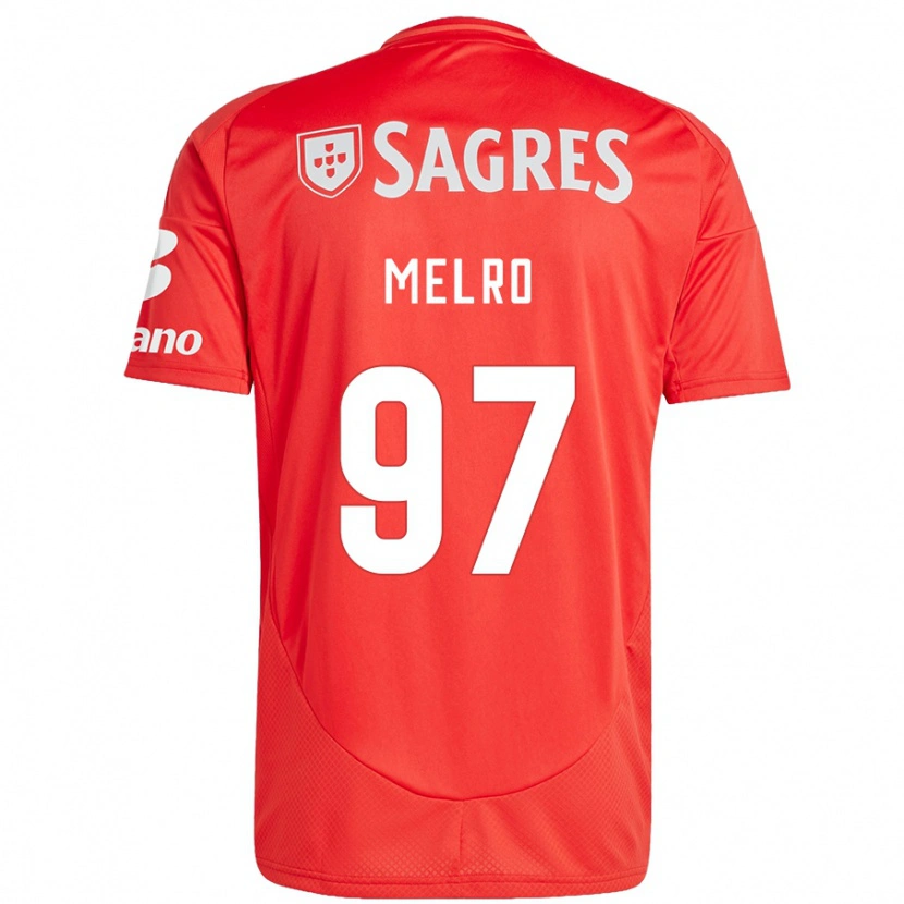 Danxen Niño Camiseta José Melro #97 Rojo Blanco 1ª Equipación 2024/25 La Camisa