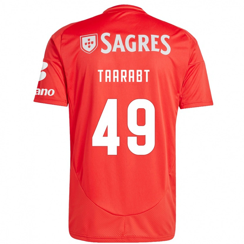 Danxen Niño Camiseta Adel Taarabt #49 Rojo Blanco 1ª Equipación 2024/25 La Camisa