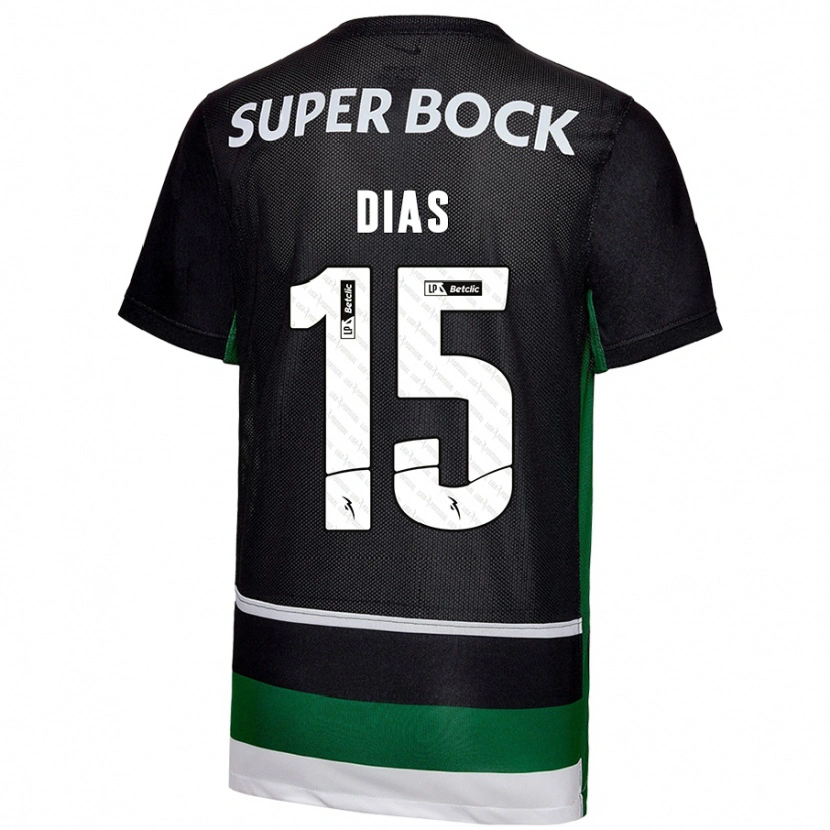 Danxen Niño Camiseta Rodrigo Dias #15 Negro Blanco Verde 1ª Equipación 2024/25 La Camisa