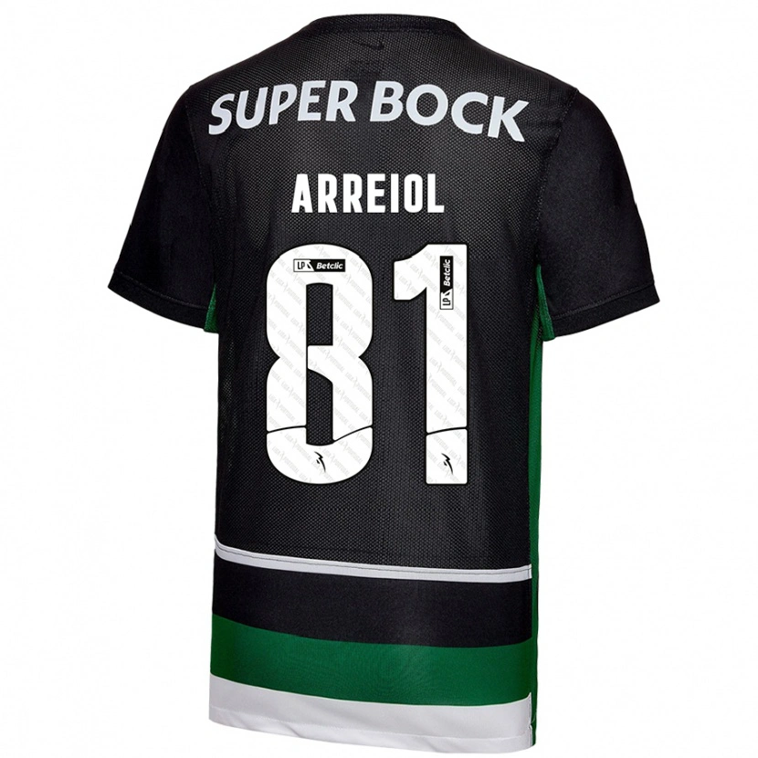 Danxen Niño Camiseta Henrique Arreiol #81 Negro Blanco Verde 1ª Equipación 2024/25 La Camisa