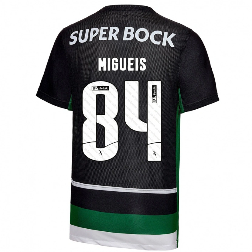 Danxen Niño Camiseta Pedro Miguéis #84 Negro Blanco Verde 1ª Equipación 2024/25 La Camisa
