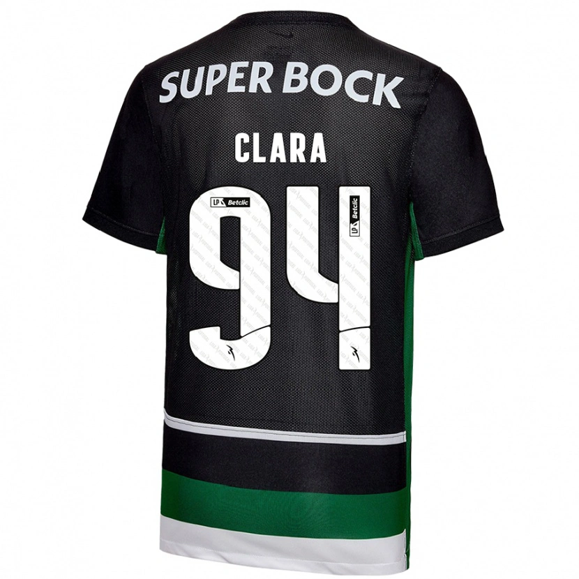 Danxen Niño Camiseta Diogo Clara #94 Negro Blanco Verde 1ª Equipación 2024/25 La Camisa