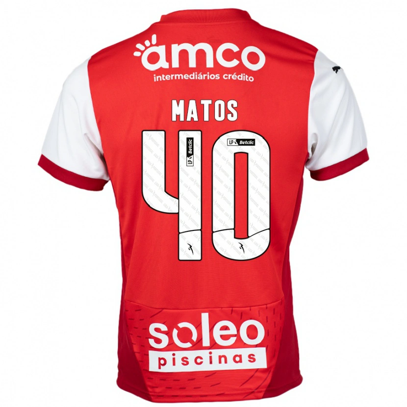 Danxen Niño Camiseta João Matos #40 Rojo Blanco 1ª Equipación 2024/25 La Camisa