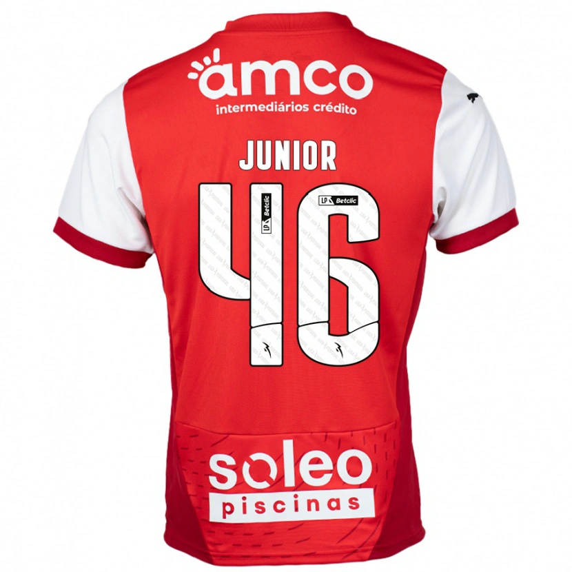 Danxen Niño Camiseta Mário Junior #46 Rojo Blanco 1ª Equipación 2024/25 La Camisa