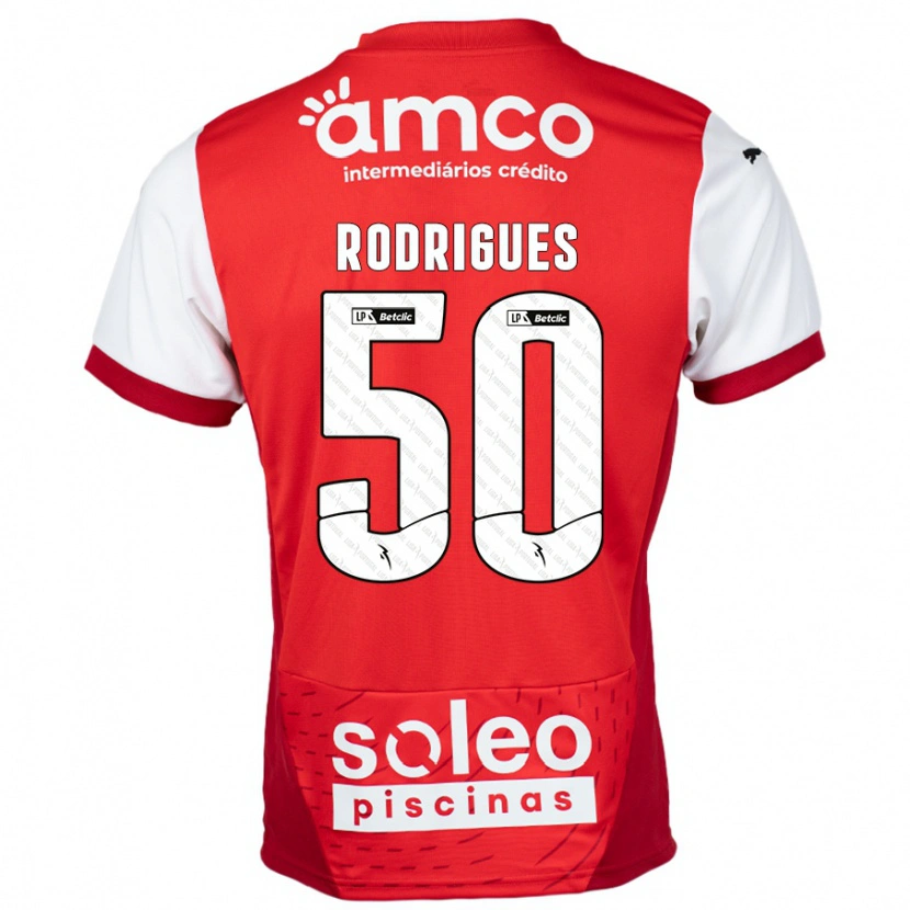 Danxen Niño Camiseta Diego Rodrigues #50 Rojo Blanco 1ª Equipación 2024/25 La Camisa