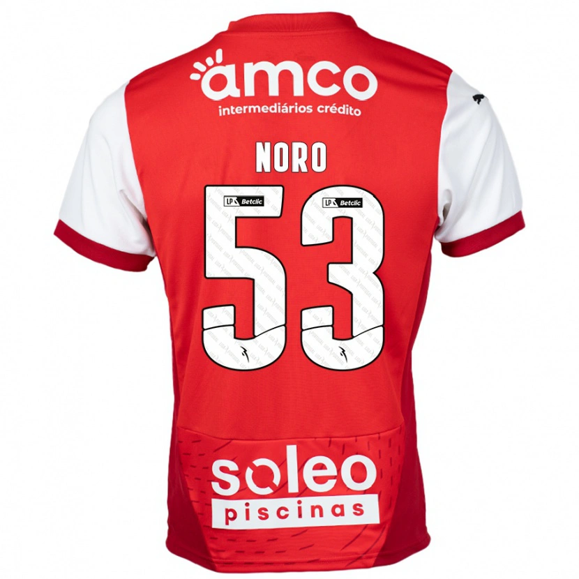 Danxen Niño Camiseta Jonatás Noro #53 Rojo Blanco 1ª Equipación 2024/25 La Camisa