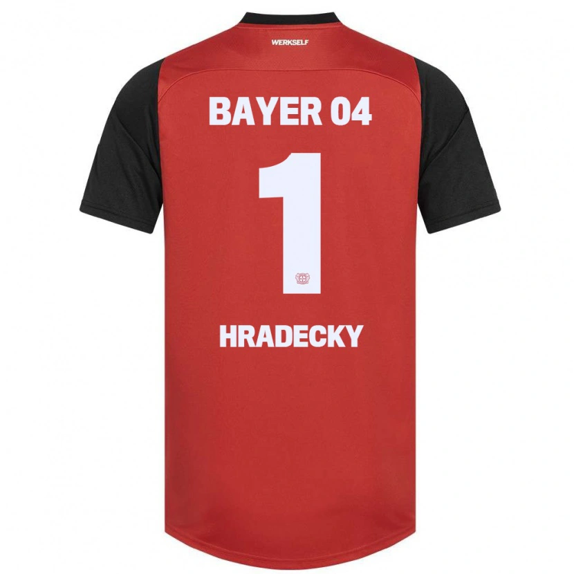 Danxen Niño Camiseta Lukas Hradecky #1 Rojo Negro 1ª Equipación 2024/25 La Camisa
