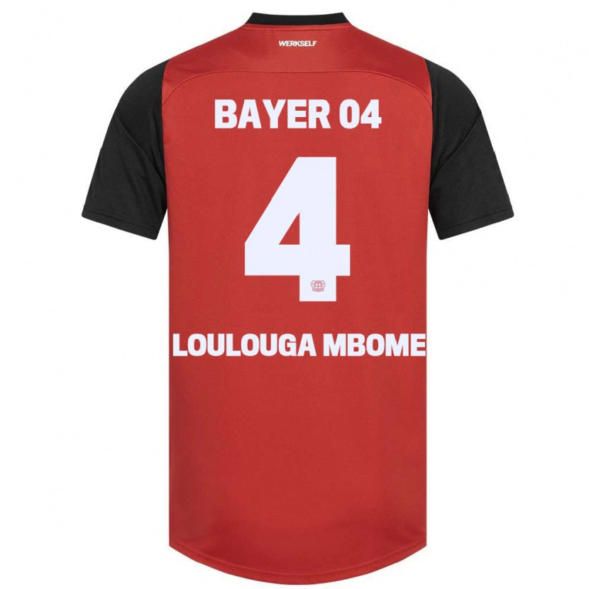 Danxen Niño Camiseta Adrien Loulouga Mbome #4 Rojo Negro 1ª Equipación 2024/25 La Camisa