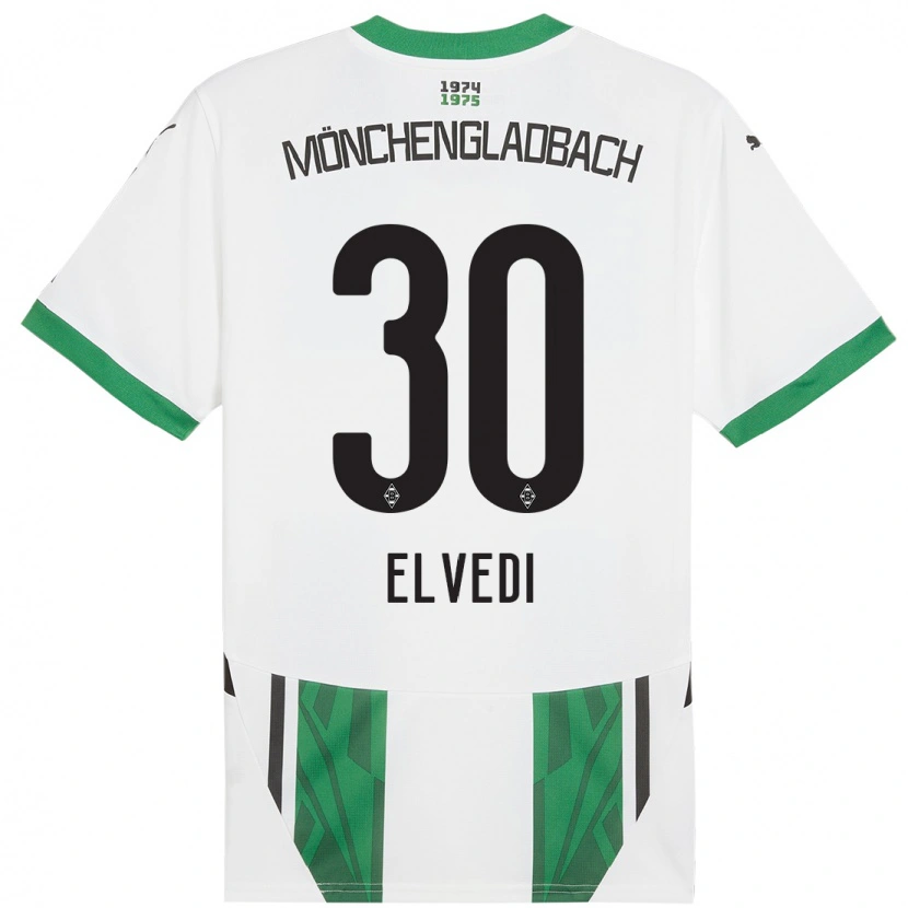 Danxen Niño Camiseta Nico Elvedi #30 Blanco Verde 1ª Equipación 2024/25 La Camisa
