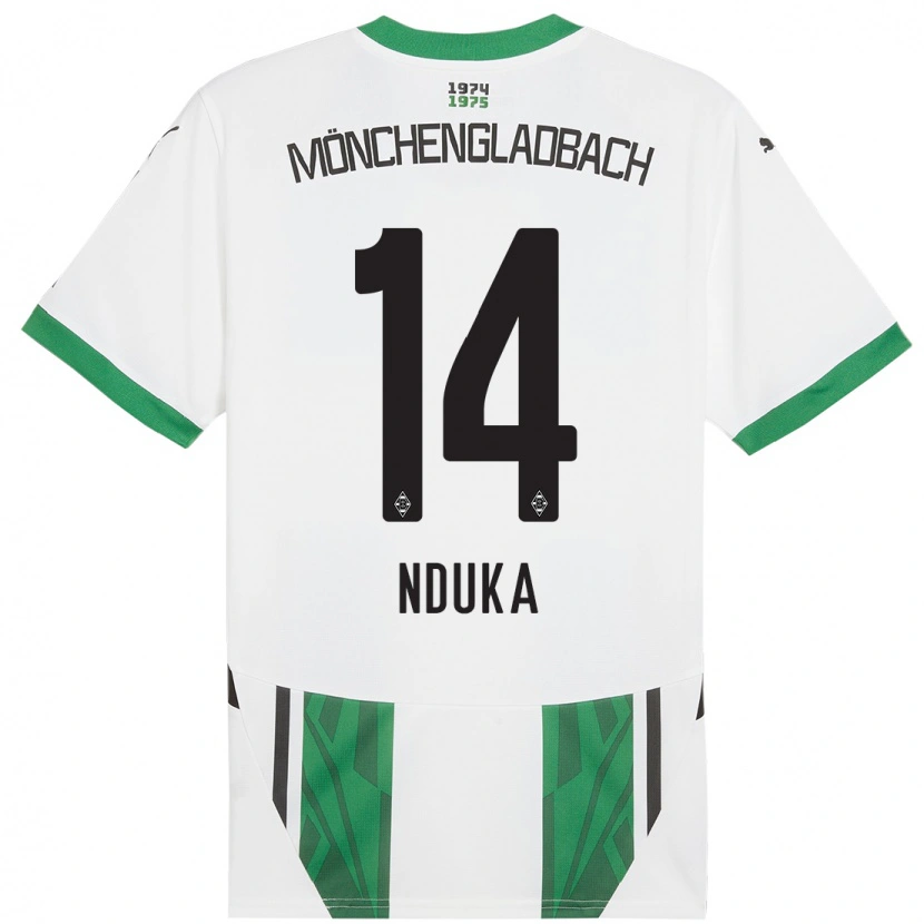 Danxen Niño Camiseta Michael Nduka #14 Blanco Verde 1ª Equipación 2024/25 La Camisa