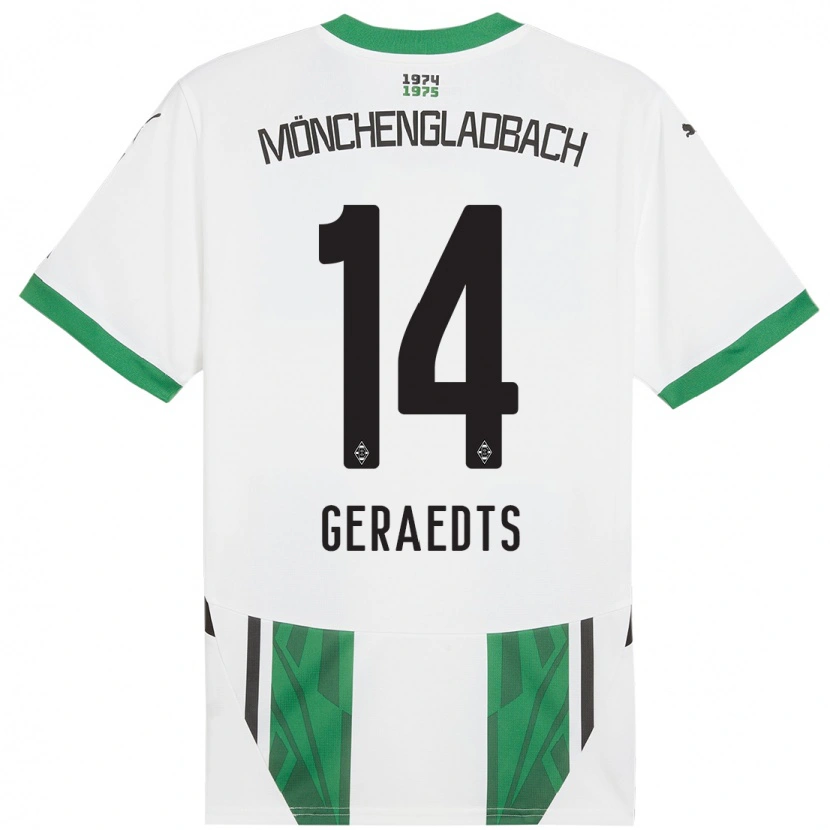 Danxen Niño Camiseta Kelsey Geraedts #14 Blanco Verde 1ª Equipación 2024/25 La Camisa