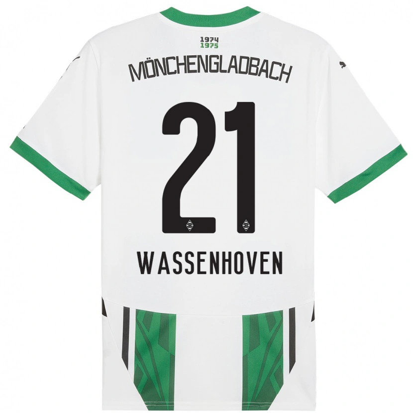 Danxen Niño Camiseta Michelle Wassenhoven #21 Blanco Verde 1ª Equipación 2024/25 La Camisa