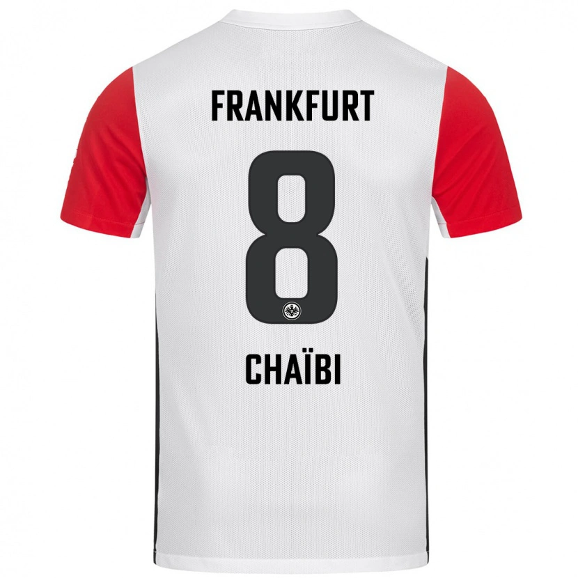 Danxen Niño Camiseta Farès Chaïbi #8 Blanco Rojo 1ª Equipación 2024/25 La Camisa