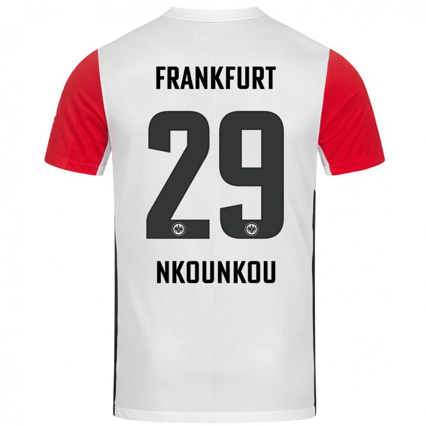 Danxen Niño Camiseta Niels Nkounkou #29 Blanco Rojo 1ª Equipación 2024/25 La Camisa