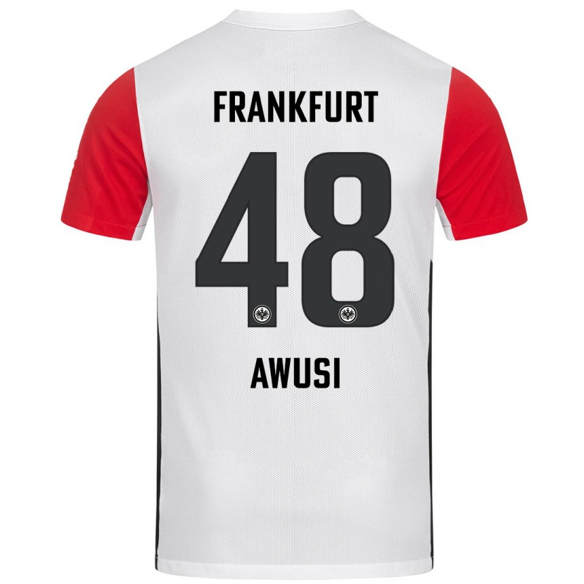 Danxen Niño Camiseta Junior Awusi #48 Blanco Rojo 1ª Equipación 2024/25 La Camisa