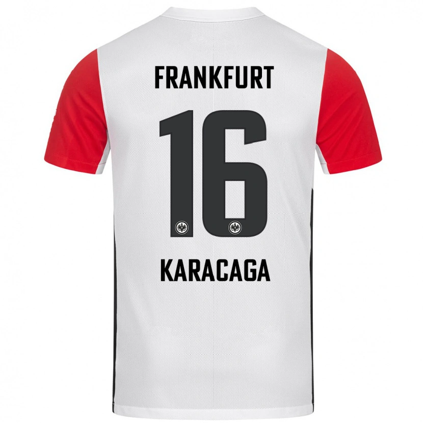 Danxen Niño Camiseta Tom Karacaga #16 Blanco Rojo 1ª Equipación 2024/25 La Camisa