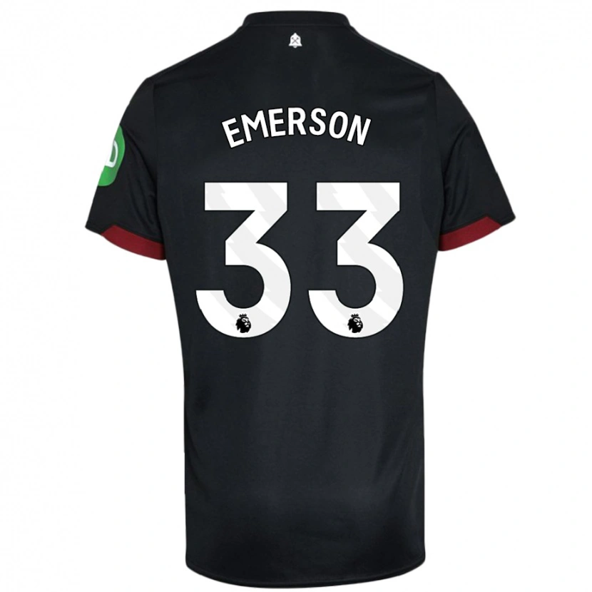 Danxen Niño Camiseta Emerson #33 Negro Blanco 2ª Equipación 2024/25 La Camisa
