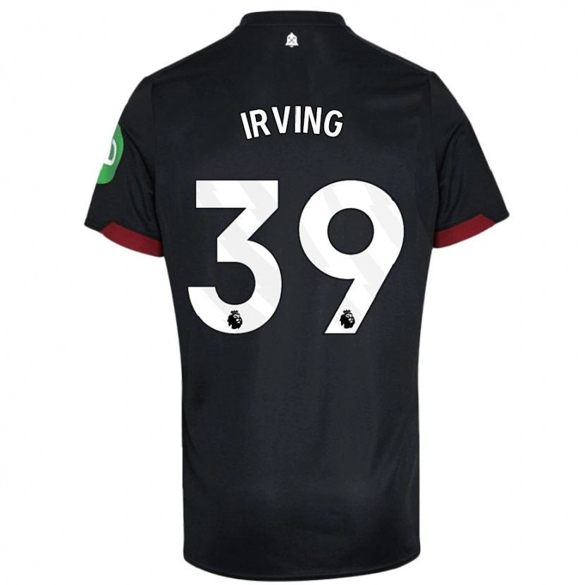 Danxen Niño Camiseta Andy Irving #39 Negro Blanco 2ª Equipación 2024/25 La Camisa