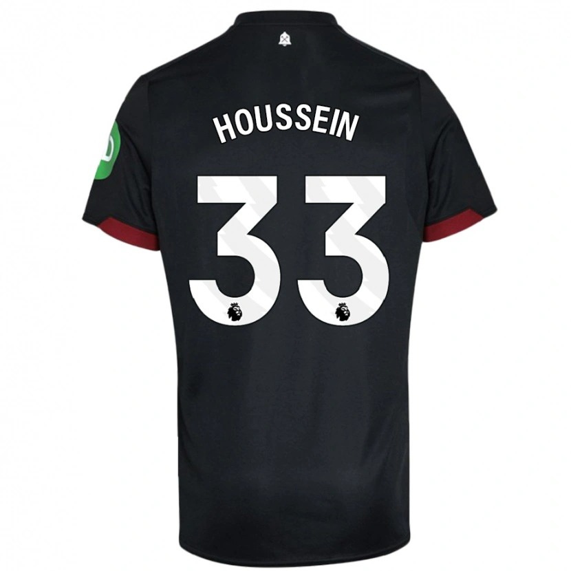 Danxen Niño Camiseta Halle Houssein #33 Negro Blanco 2ª Equipación 2024/25 La Camisa