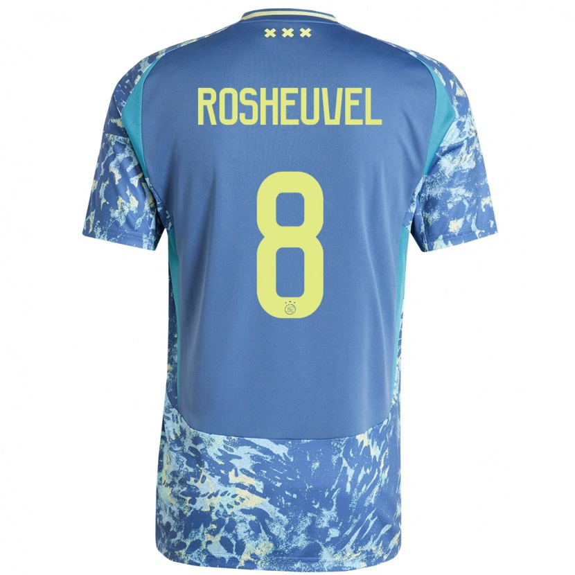 Danxen Niño Camiseta Darren Rosheuvel #8 Gris Azul Amarillo 2ª Equipación 2024/25 La Camisa