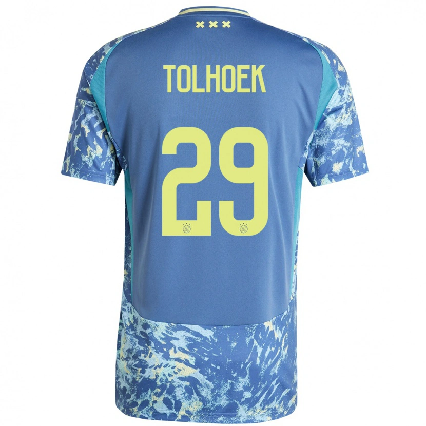 Danxen Niño Camiseta Danique Tolhoek #29 Gris Azul Amarillo 2ª Equipación 2024/25 La Camisa