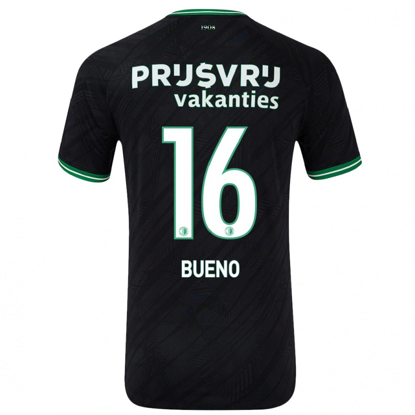 Danxen Niño Camiseta Hugo Bueno #16 Negro Verde 2ª Equipación 2024/25 La Camisa