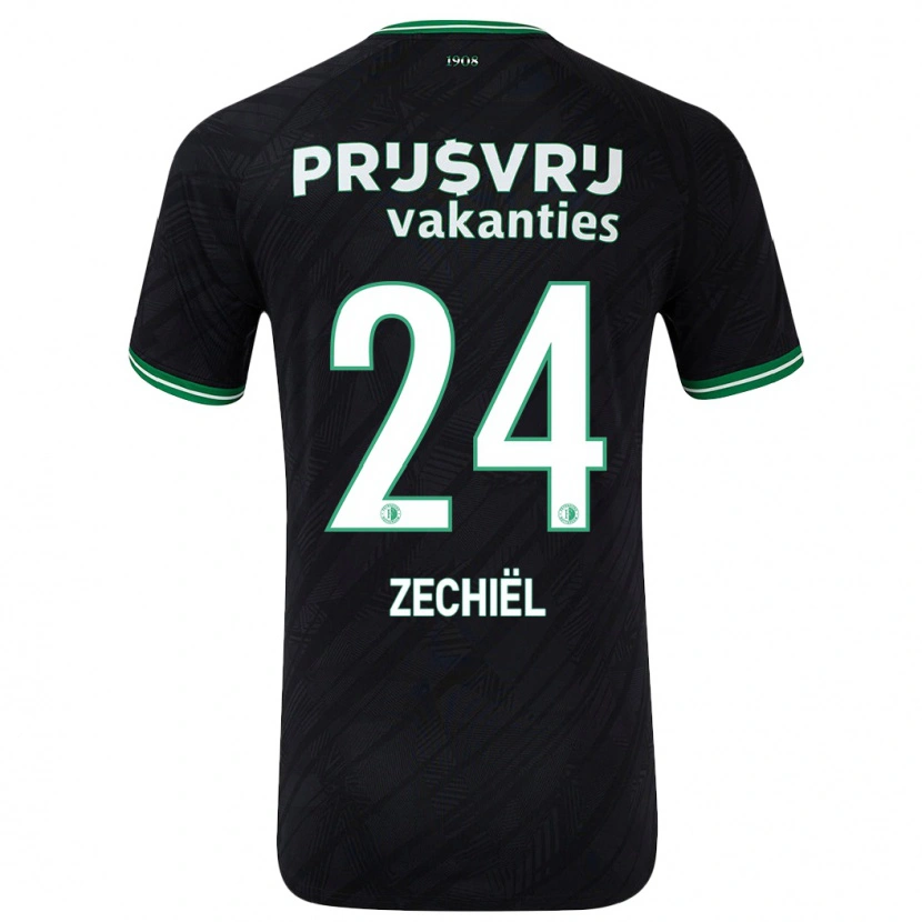 Danxen Niño Camiseta Gjivai Zechiël #24 Negro Verde 2ª Equipación 2024/25 La Camisa