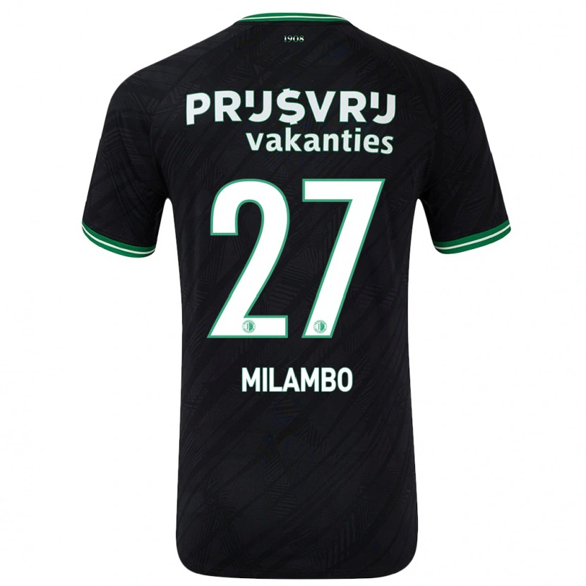 Danxen Niño Camiseta Antoni Milambo #27 Negro Verde 2ª Equipación 2024/25 La Camisa