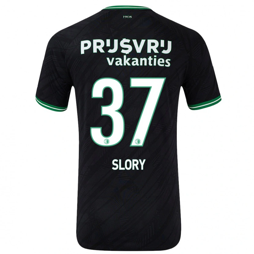 Danxen Niño Camiseta Jaden Slory #37 Negro Verde 2ª Equipación 2024/25 La Camisa
