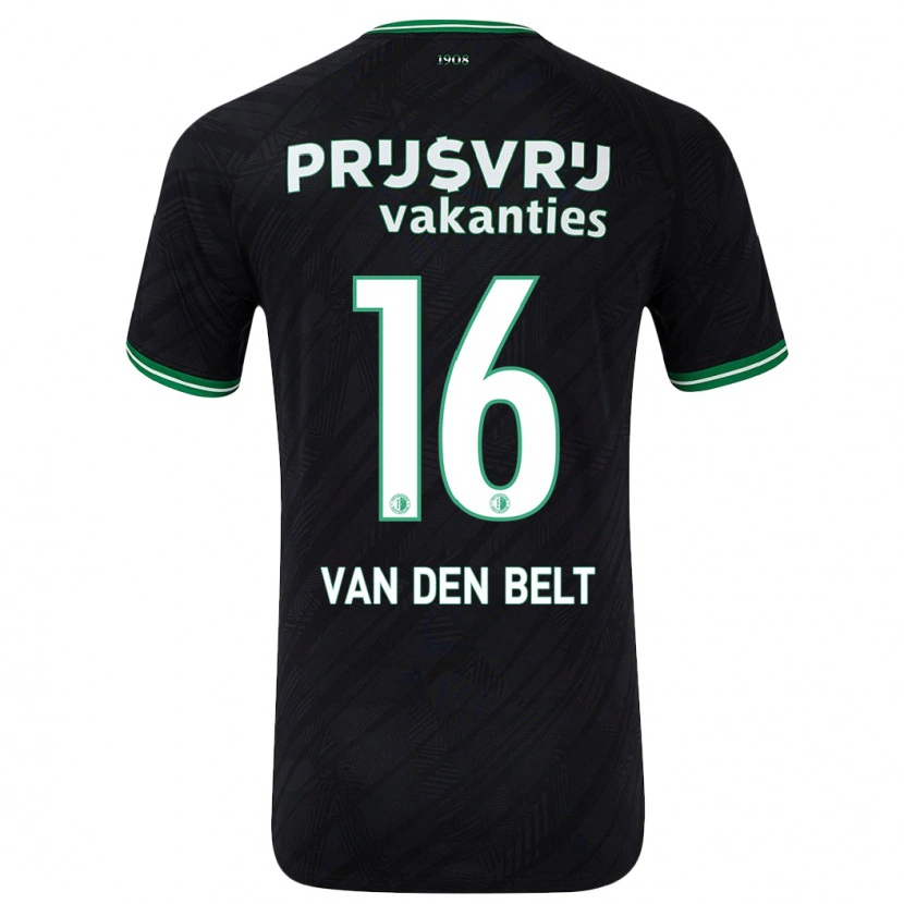Danxen Niño Camiseta Thomas Van Den Belt #16 Negro Verde 2ª Equipación 2024/25 La Camisa