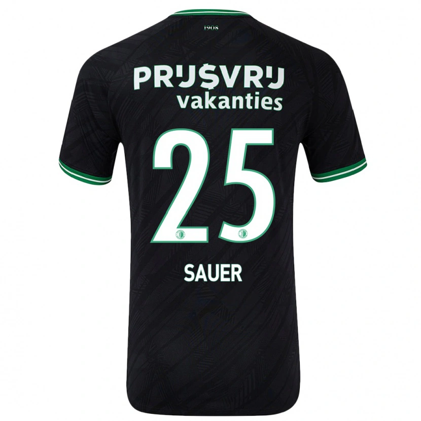 Danxen Niño Camiseta Leo Sauer #25 Negro Verde 2ª Equipación 2024/25 La Camisa