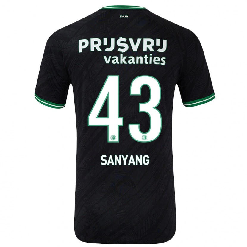 Danxen Niño Camiseta Amadou-David Sanyang #43 Negro Verde 2ª Equipación 2024/25 La Camisa