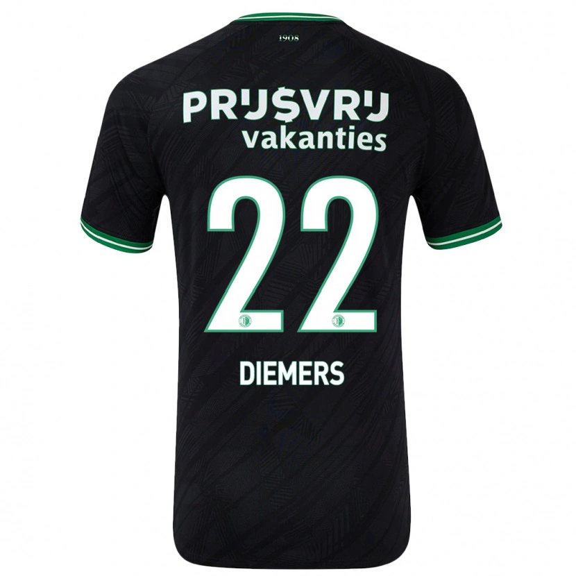 Danxen Niño Camiseta Mark Diemers #22 Negro Verde 2ª Equipación 2024/25 La Camisa