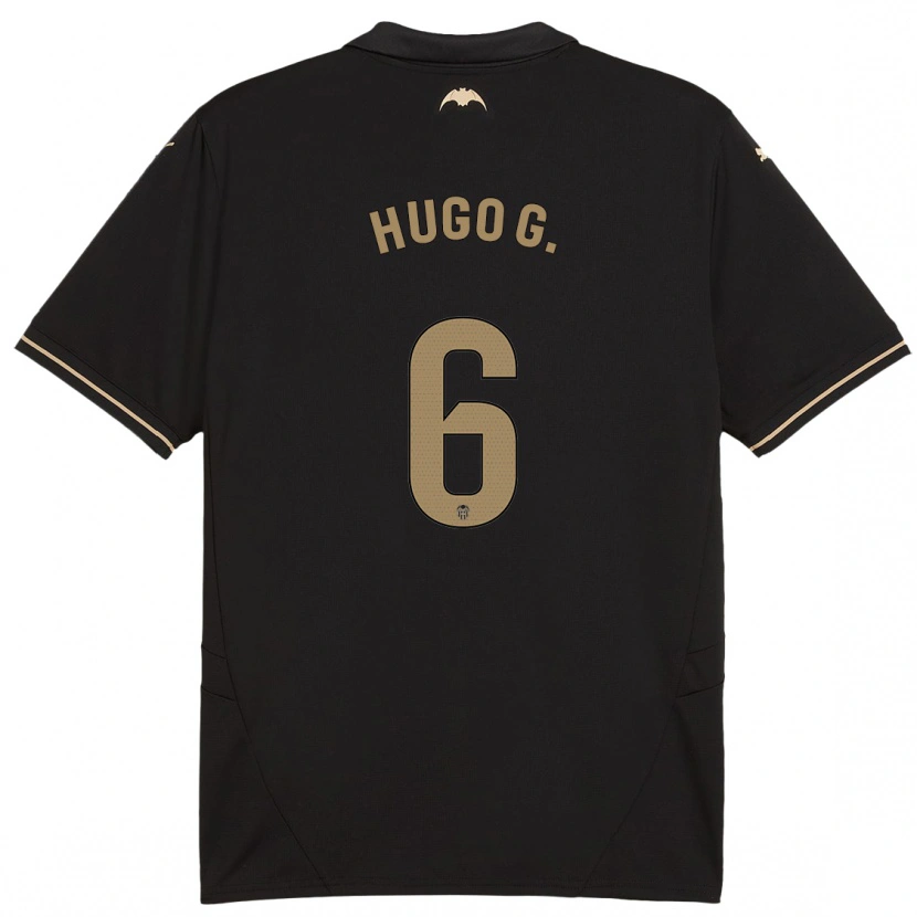 Danxen Niño Camiseta Hugo Guillamón #6 Negro 2ª Equipación 2024/25 La Camisa