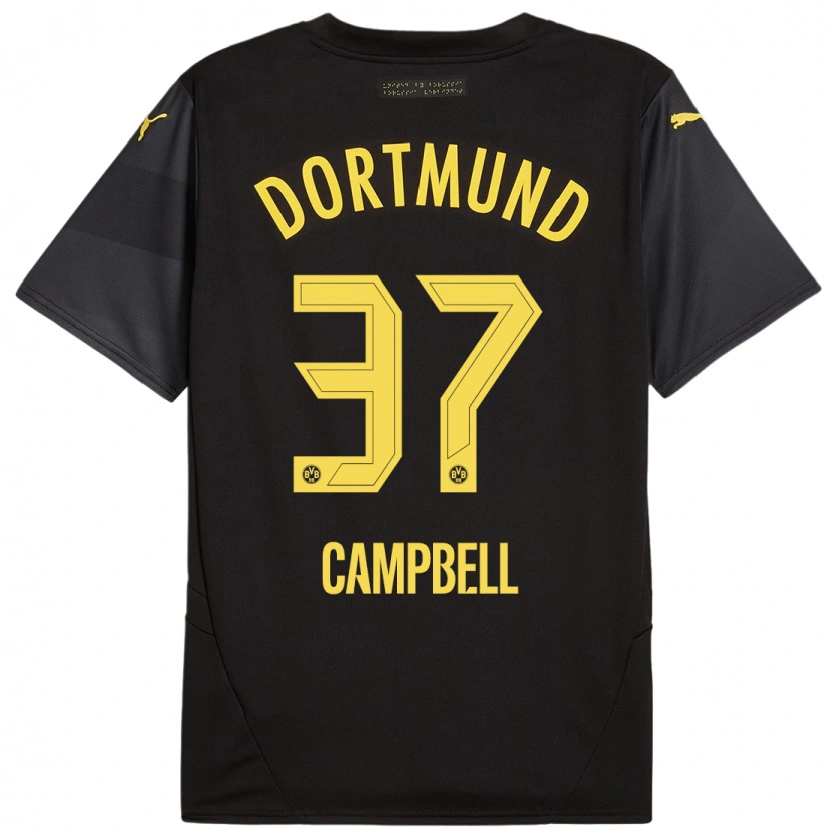 Danxen Niño Camiseta Cole Campbell #37 Negro Amarillo 2ª Equipación 2024/25 La Camisa