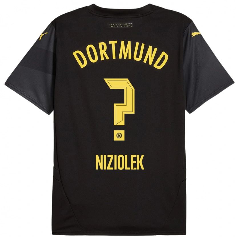 Danxen Niño Camiseta Alex Niziolek #0 Negro Amarillo 2ª Equipación 2024/25 La Camisa