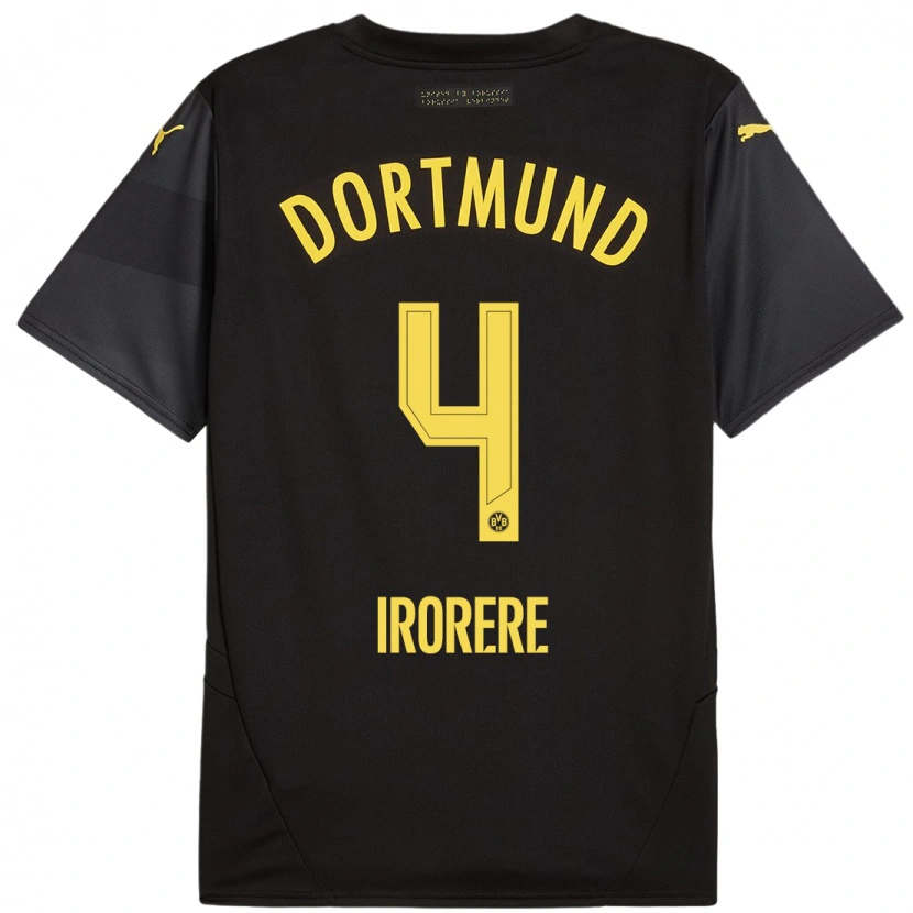 Danxen Niño Camiseta Felix Irorere #4 Negro Amarillo 2ª Equipación 2024/25 La Camisa