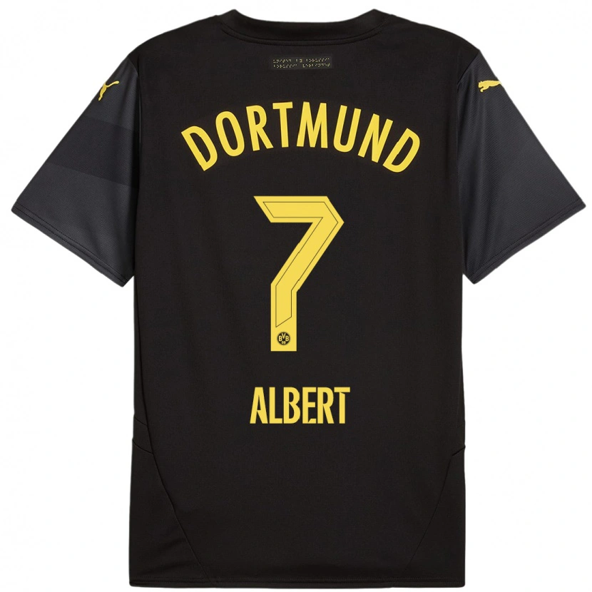 Danxen Niño Camiseta Mathis Albert #7 Negro Amarillo 2ª Equipación 2024/25 La Camisa